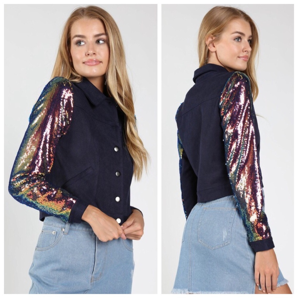 New navy sequin jacket